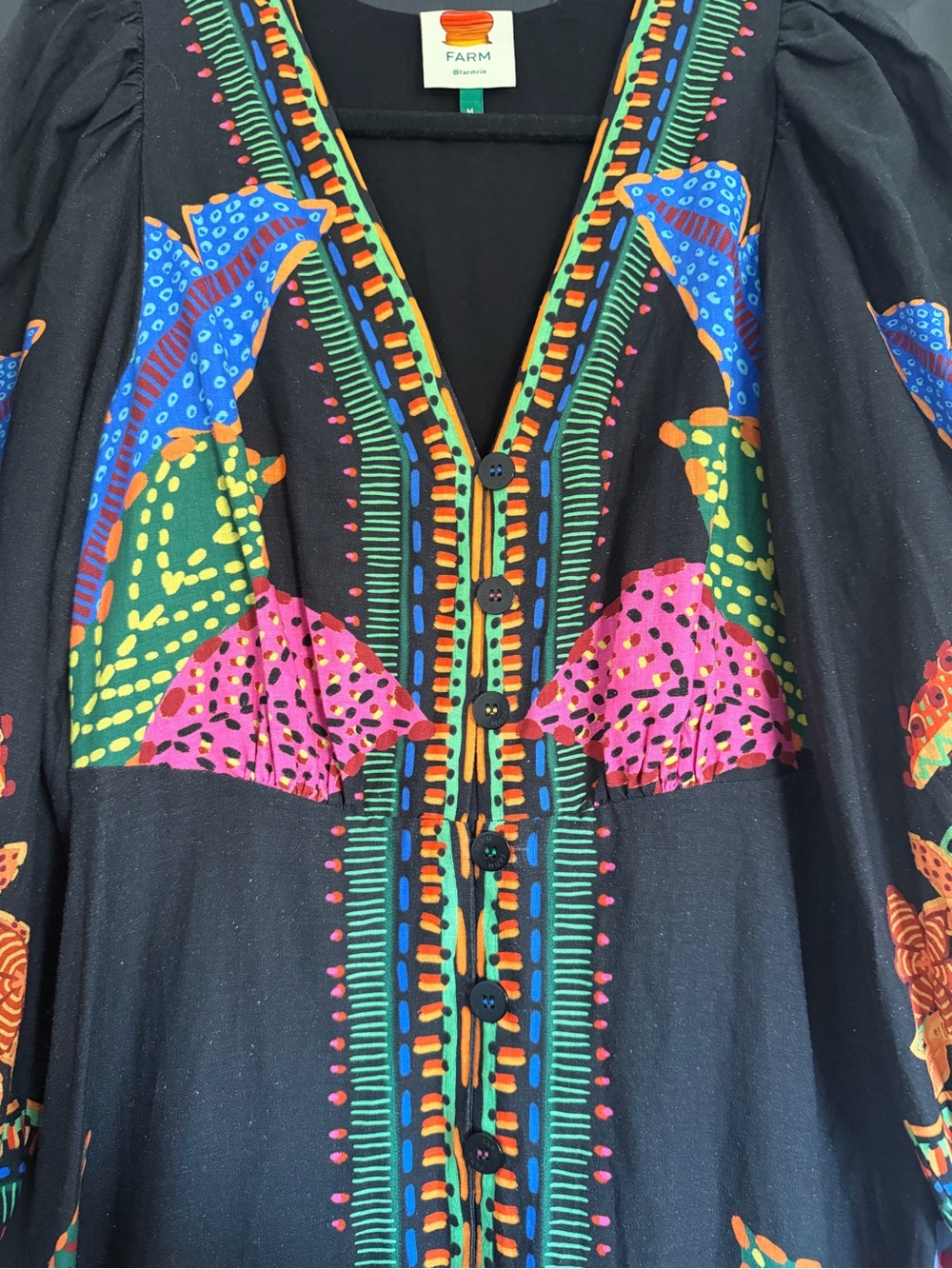 FARM Rio Black Cool Leopards Maxi Dress with Multicolor Tropical Print - Picture 8 of 16